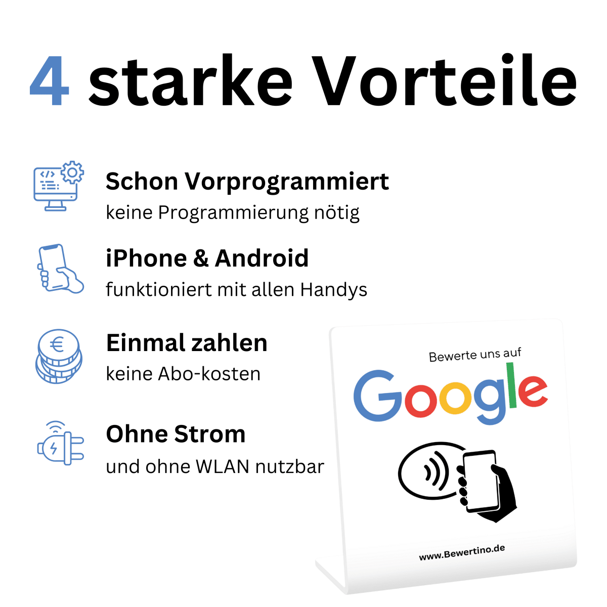 Google Aufsteller Pro - Bewertungen in 3 Sekunden - Einfach Folgen