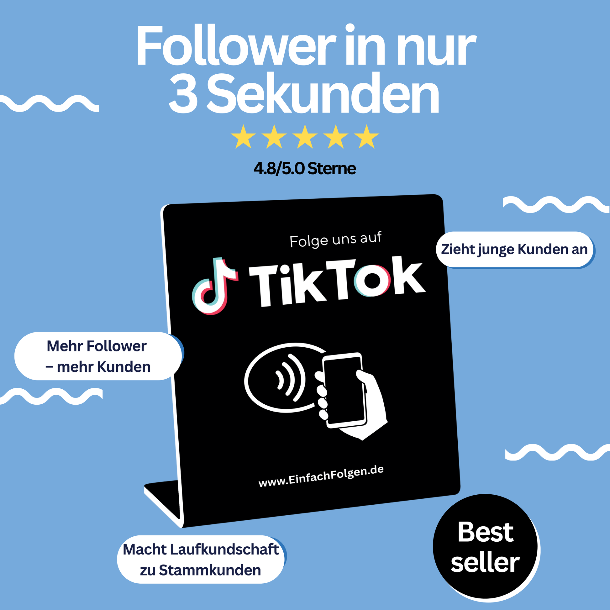 TikTok Aufsteller Pro - Follower in 3 Sekunden - Einfach Folgen